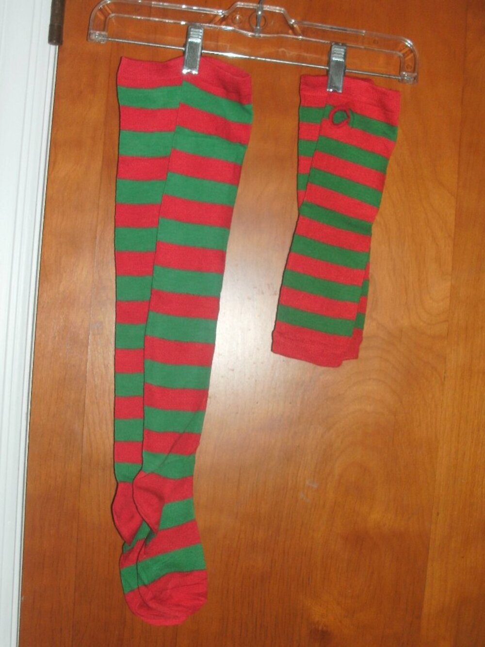 NEW Christmas Red & Green Over the Knee Socks & Long Fingerless Gloves Cosplay